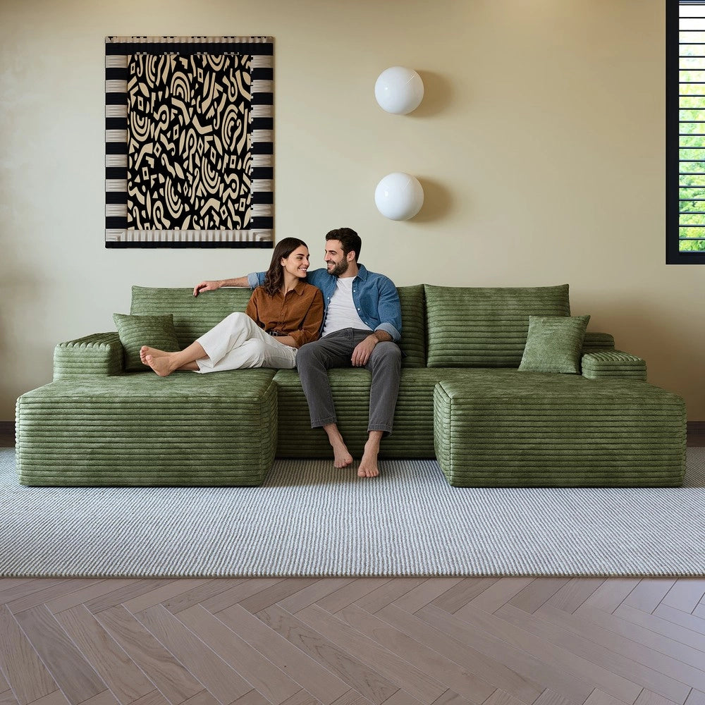 Divano angolare Chaise Longue ¨C Minimal ¨C Verde, 270cm, senza montaggio
