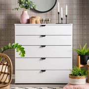 Mainarda, Cassettiera 5 Cassetti, 90x40x95h cm Bianco
