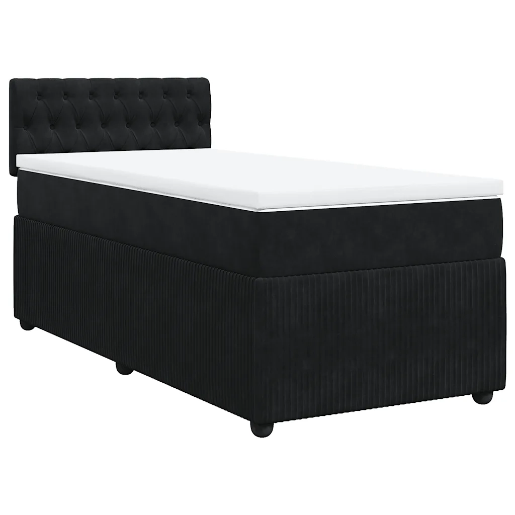 Giroletto a Molle con Materasso-Struttura Letto Nero 80x200 cm in Velluto 356694