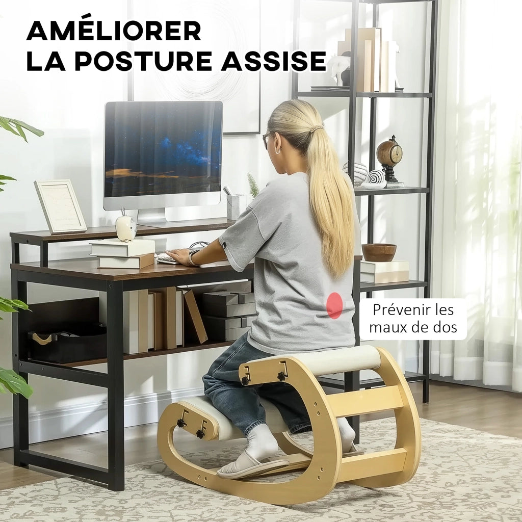 Sedia ergonomica da ginocchio in legno con funzione dondolo ¨C zephmum ¨C regolabile