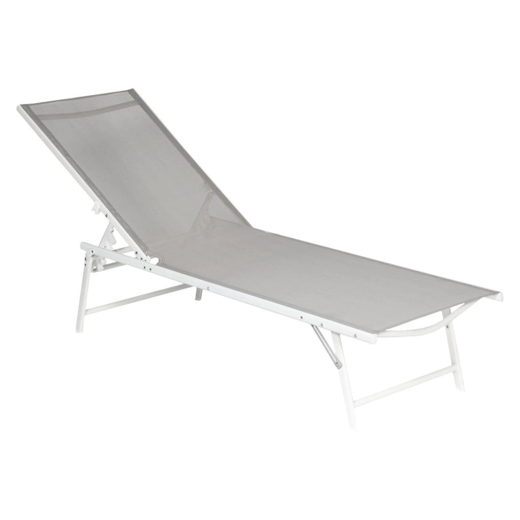 Set di 2 lettini pieghevoli SICILIA in textilene grigio - struttura bianca