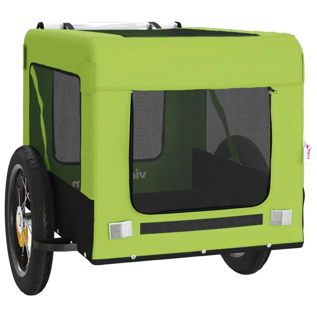 Rimorchio da Bici per Animali Verde e Nero Oxford e Ferro 93913