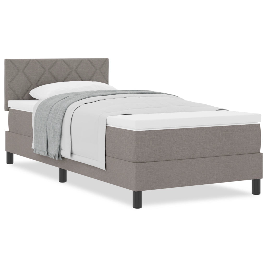 Letto con Box Spring e Materasso Tortora 90x200 cm Tessuto