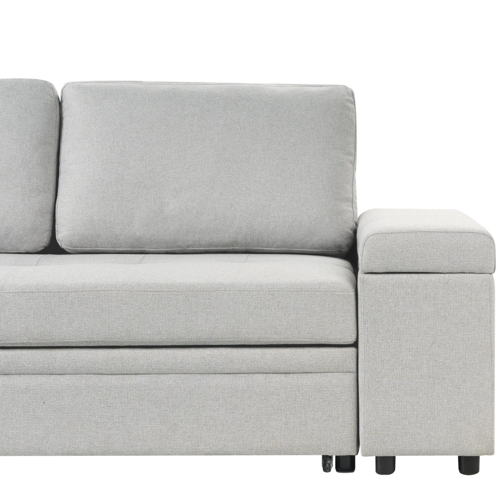 Divano letto angolare Grigio chiaro in tessuto imbottito Orientamento a destra con letto contenitore