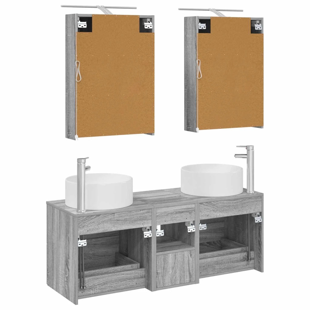 Set di mobili per il bagno 5 pcs Sonoma grigio 3407076