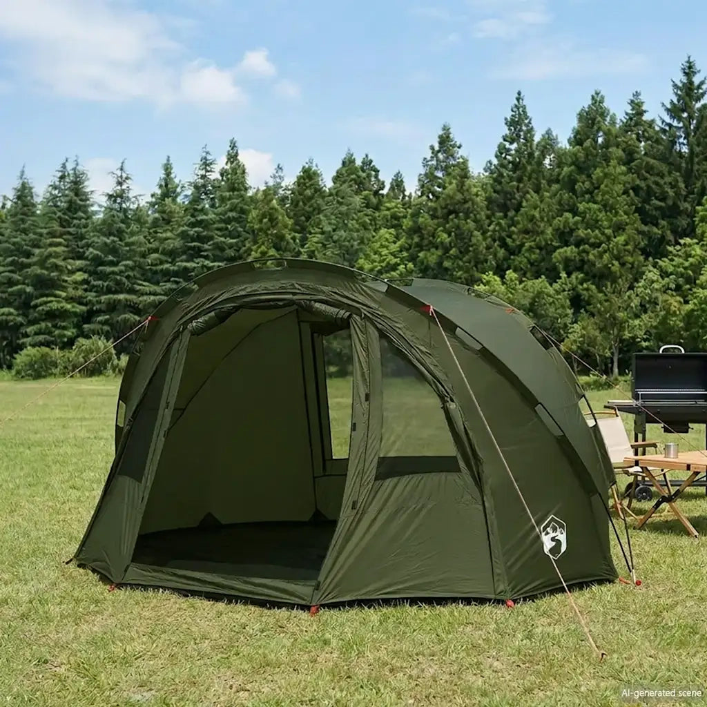 Tenda da Pesca per 4 Persone Verde Oliva Impermeabile