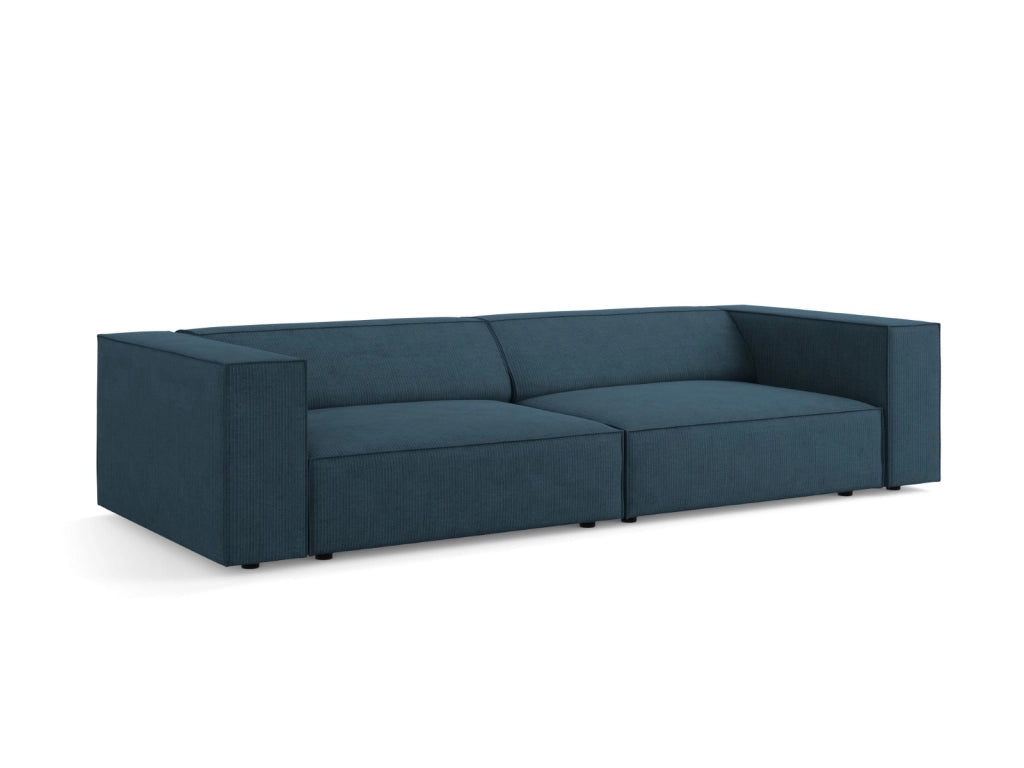 Cosmopolitan Design - Divano "Arendal" 4 posti in ciniglia con effetto a coste blu scuro 