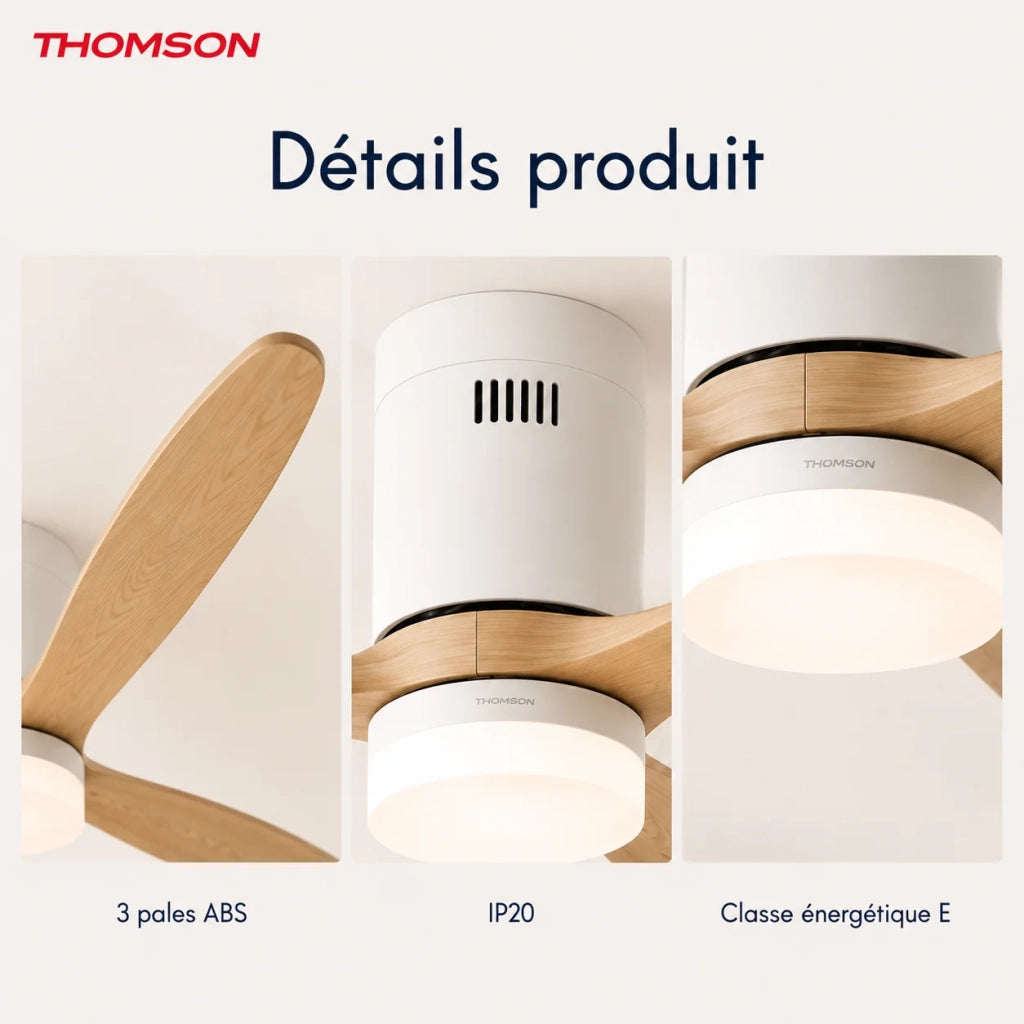Ventilatore da soffitto con luce e telecomando incluso THOMSON NOUR