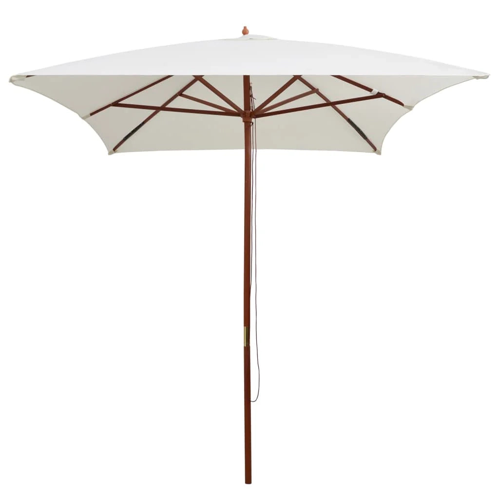 Ombrellone con palo in legno 200 x 300 cm bianco crema 02_0008138