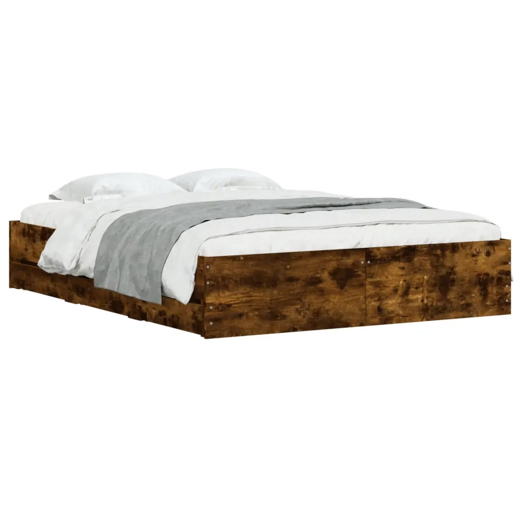 Giroletto con Cassetti Rovere Fumo 140x200 cm Legno Multistratocod mxl 85500