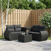 Set di divani 6 pz Nero Rattan sintetico e Acciaio 3447499