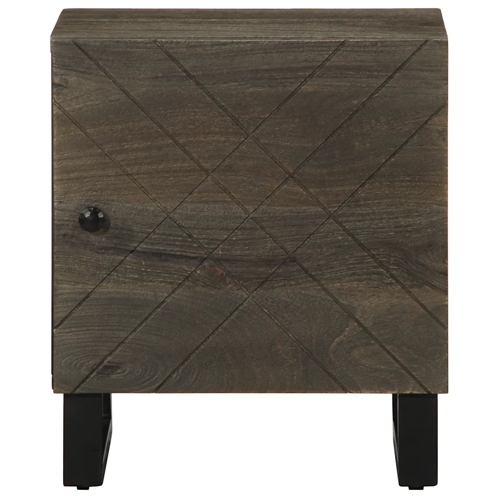 Comodino | Armadio da Notte | Mobiletto da notte Nero 40x33x46 cm in Legno Massello di Mango
