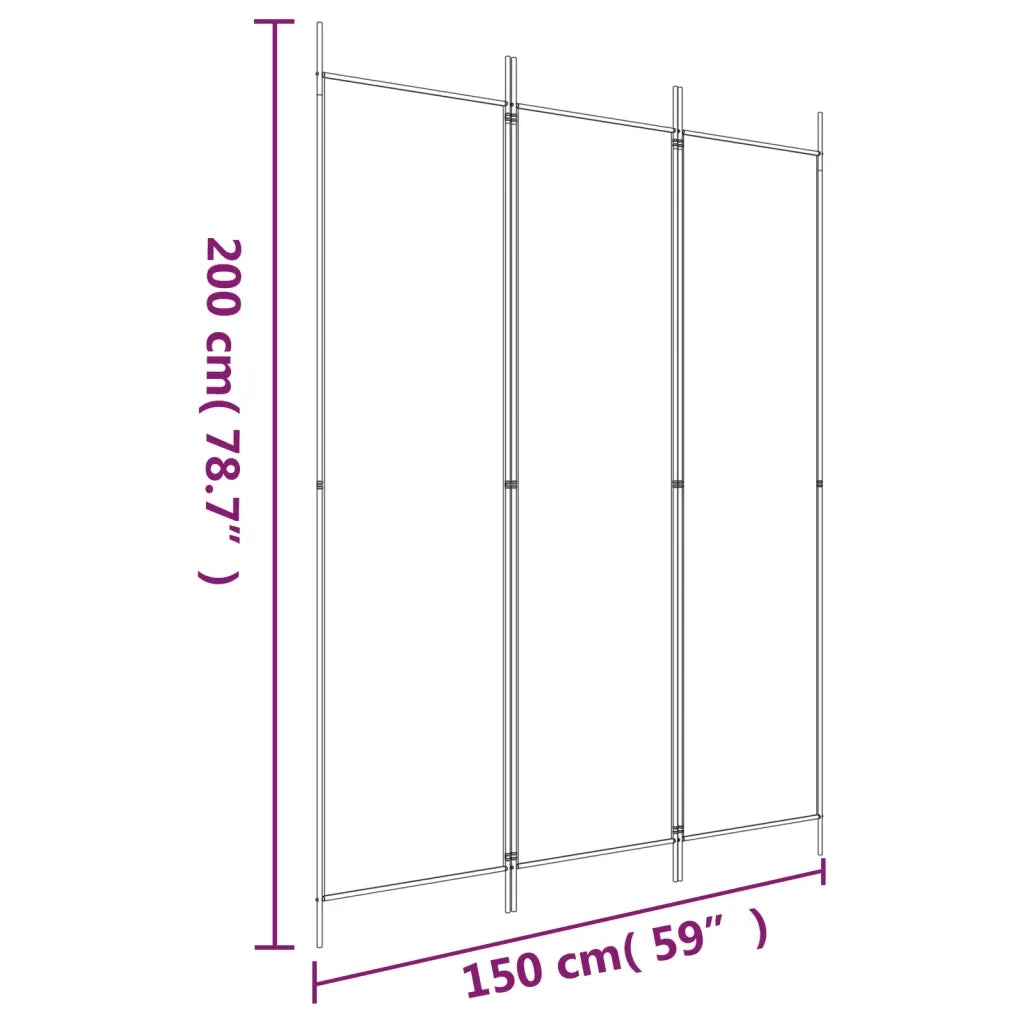 Divisorio a 3 Pannelli Marrone 150x200 cm in Tessuto 350179