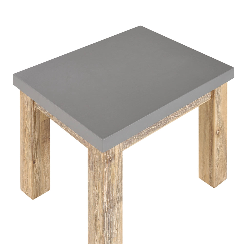 Set da pranzo per esterni in fibra di cemento grigio chiaro legno di acacia tavolo 6 posti tavolo 6 sgabelli design industriale moderno