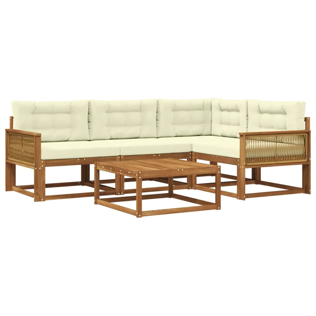 Set di divani da esterno con cuscino 5 pcs Naturale e Crema