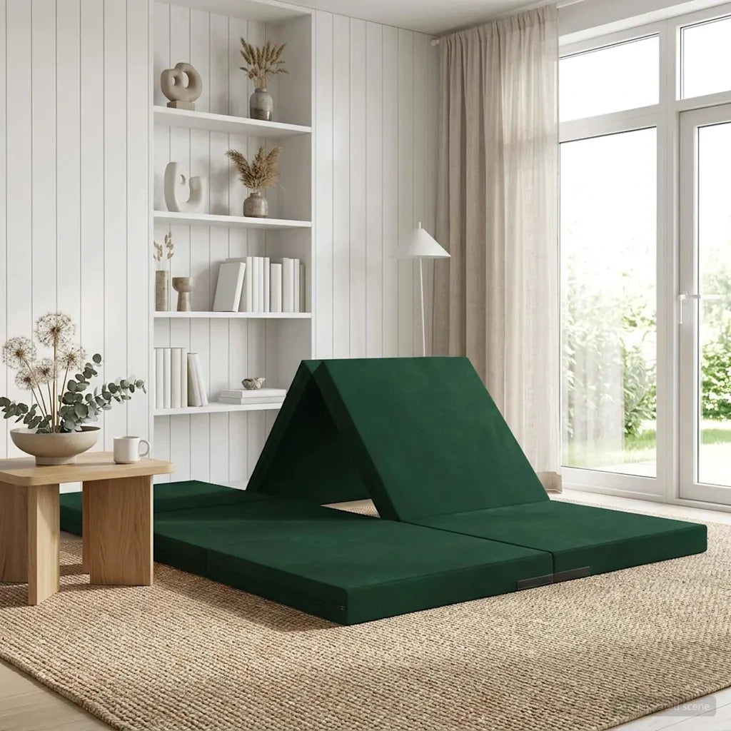 Divano Letto Pieghevole 140 x 67 x 45 cm Verde Scuro 900277