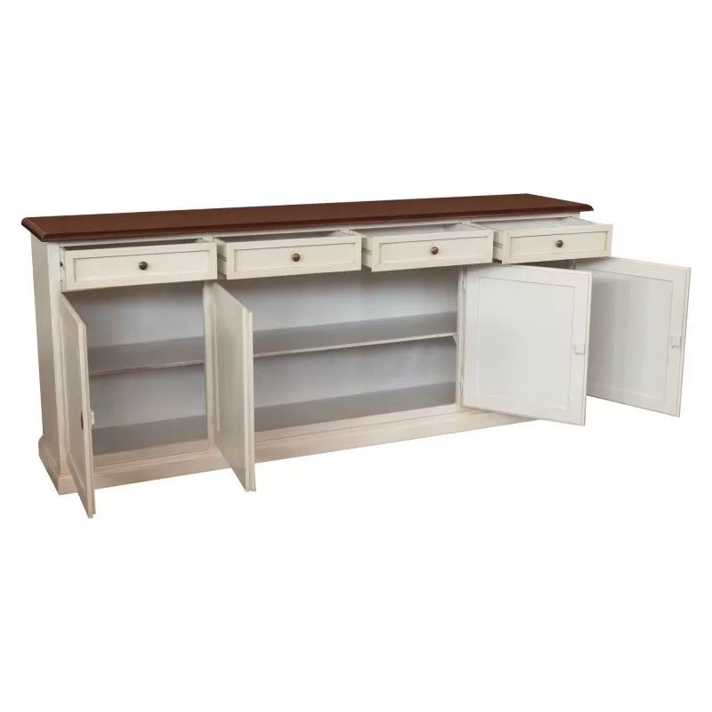 Madia credenza shabby chic in legno 4 porte bicolore l.205 p.42 h.85 - Mobili 2G