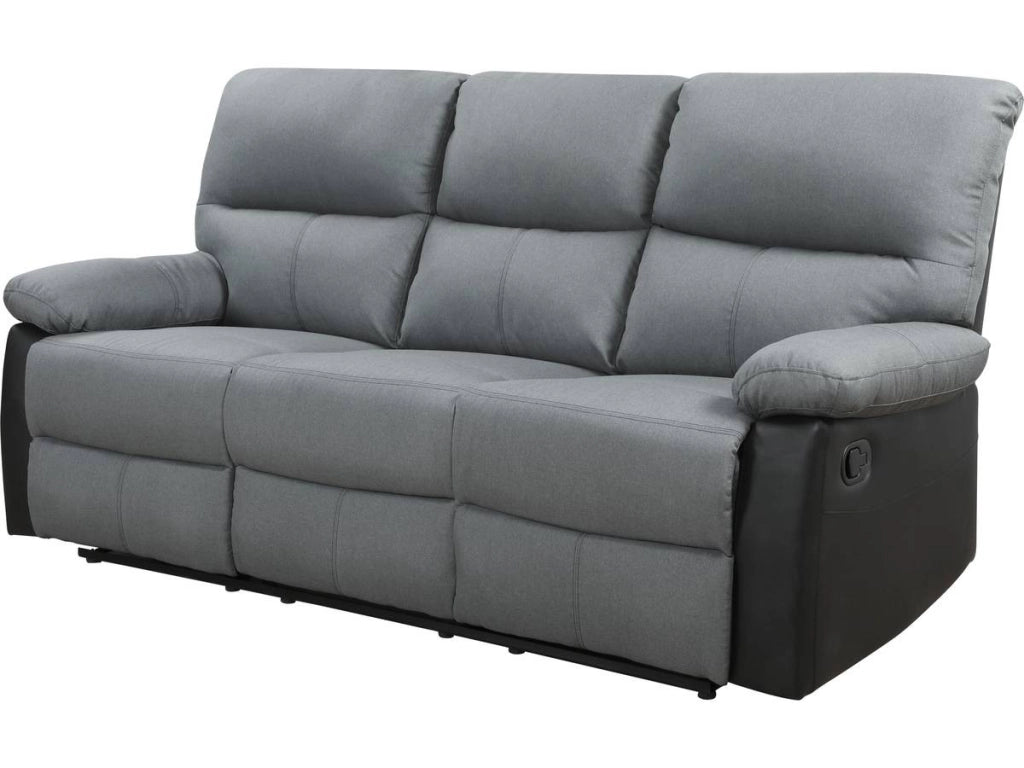 Divano reclinabile "Lincoln" - 197 x 89 x 103 cm - 3 posti a sedere - Nero / Grigio scuro