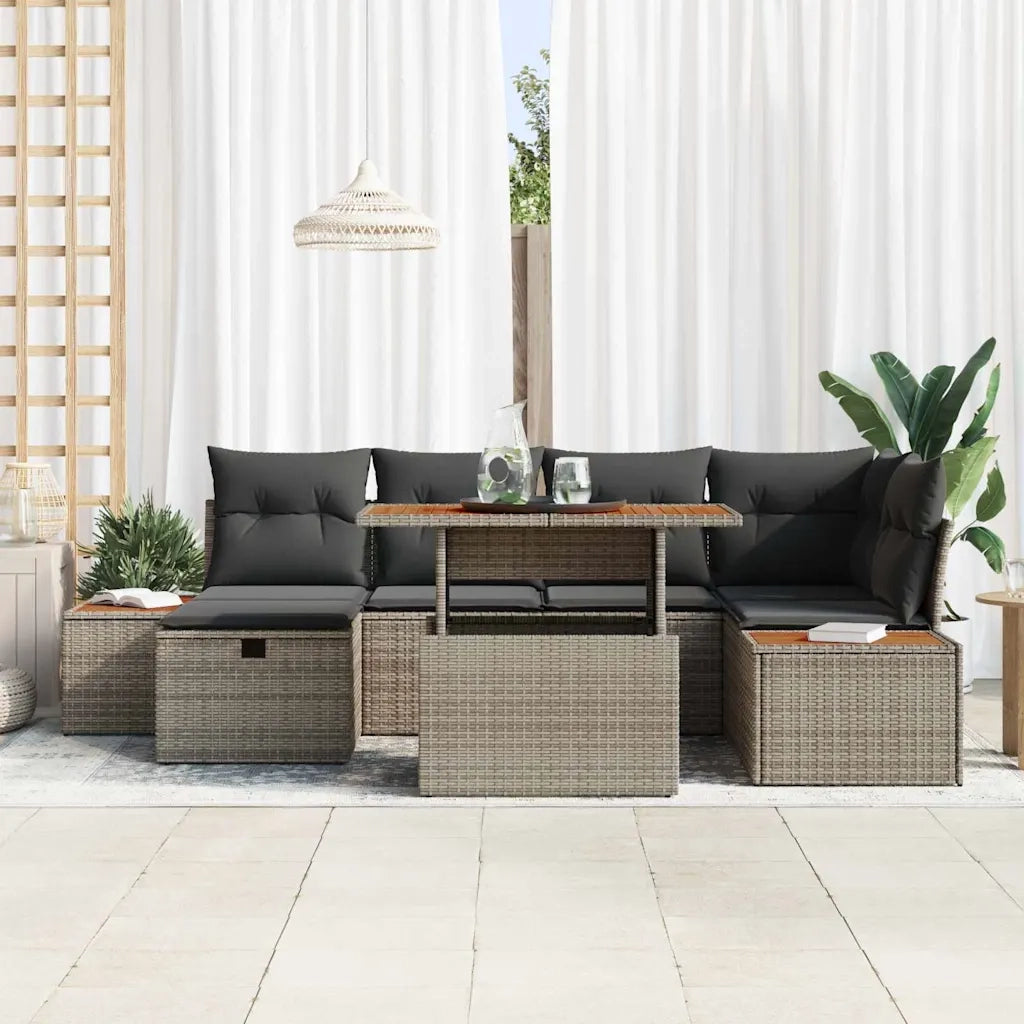 Set Divano da Giardino 7 pcs Grigio polyrattan 3361411