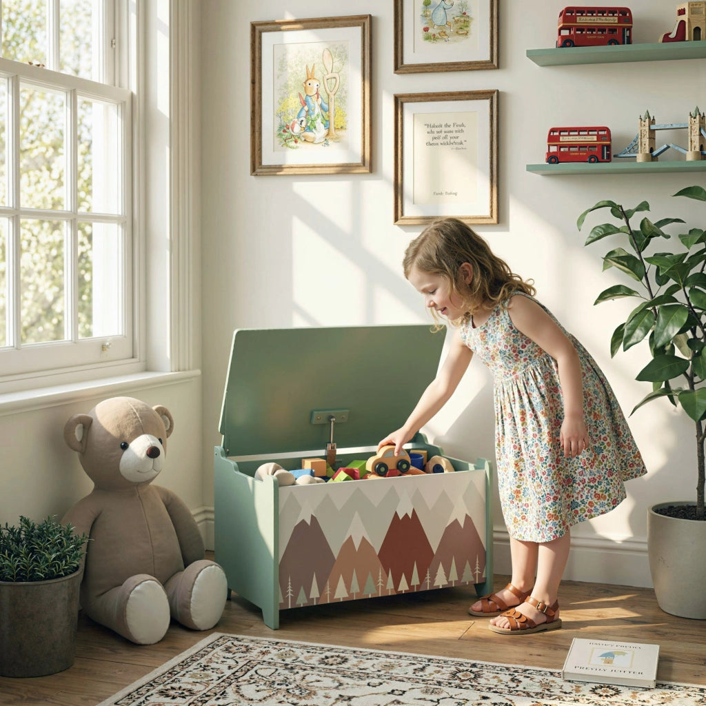 Cassa Giocattoli Bambini con 2 Maniglie ¨C zephmum ¨C Verde 60x37x39 cm