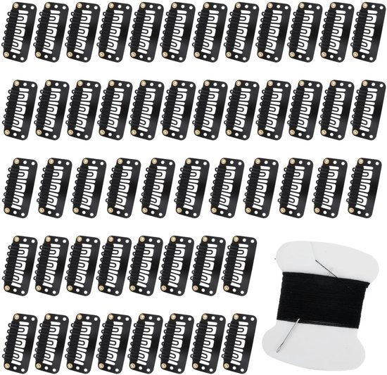 Clips per Pruika 50 pezzi - U-vormig Metallo - Clips per Capelli - Protezione in Silicone - Acciaio di Carbone - 3,3 x 1,6 cm - Klemme per Capelli