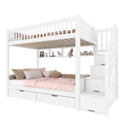 LETTO a castello 90x200 cm Bianco con armadio, cassetti e scaffali