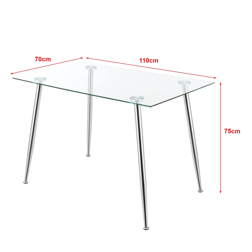 Tavolo da pranzo in vetro temperato e acciaio 75 x 110 x 70 cm cromato 03_0008701