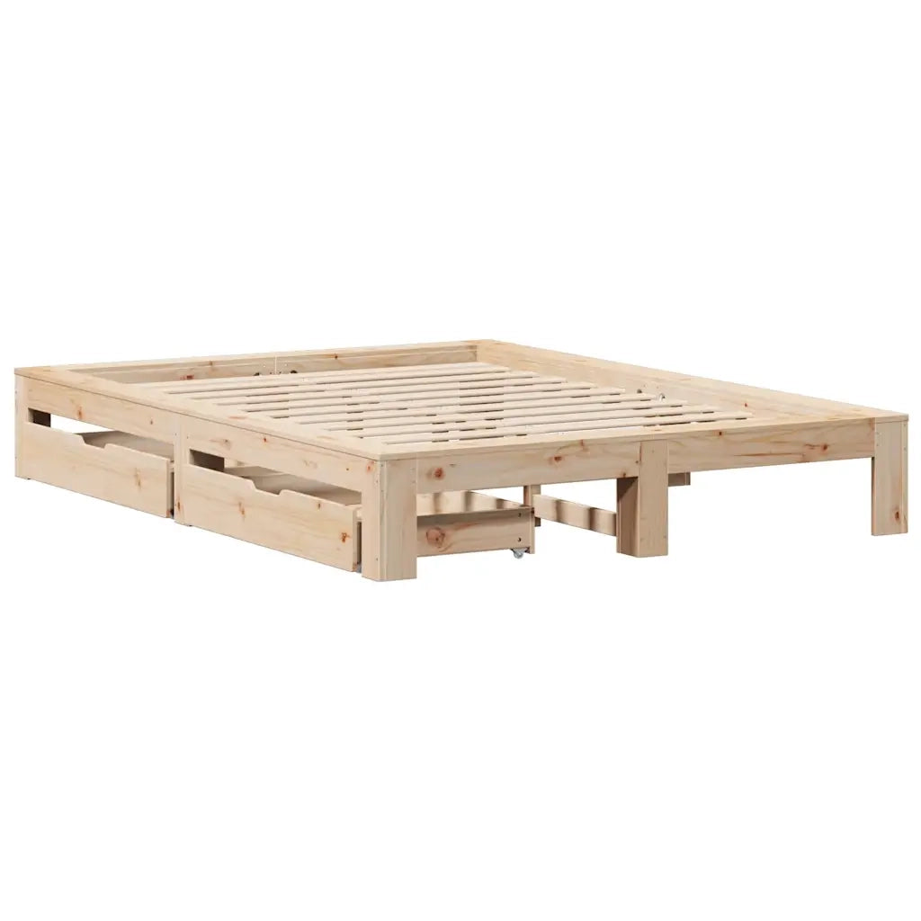 Letto senza Materasso-Struttura Letto 140x190 cm in Legno Massello di Pino 527209