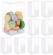 Scatola di regalo 10 pezzi - Materiale trasparente in plastica - 10 x 10 x 18 cm - Scatola per dolci regalo - Festa di nozze/Festa di compleanno