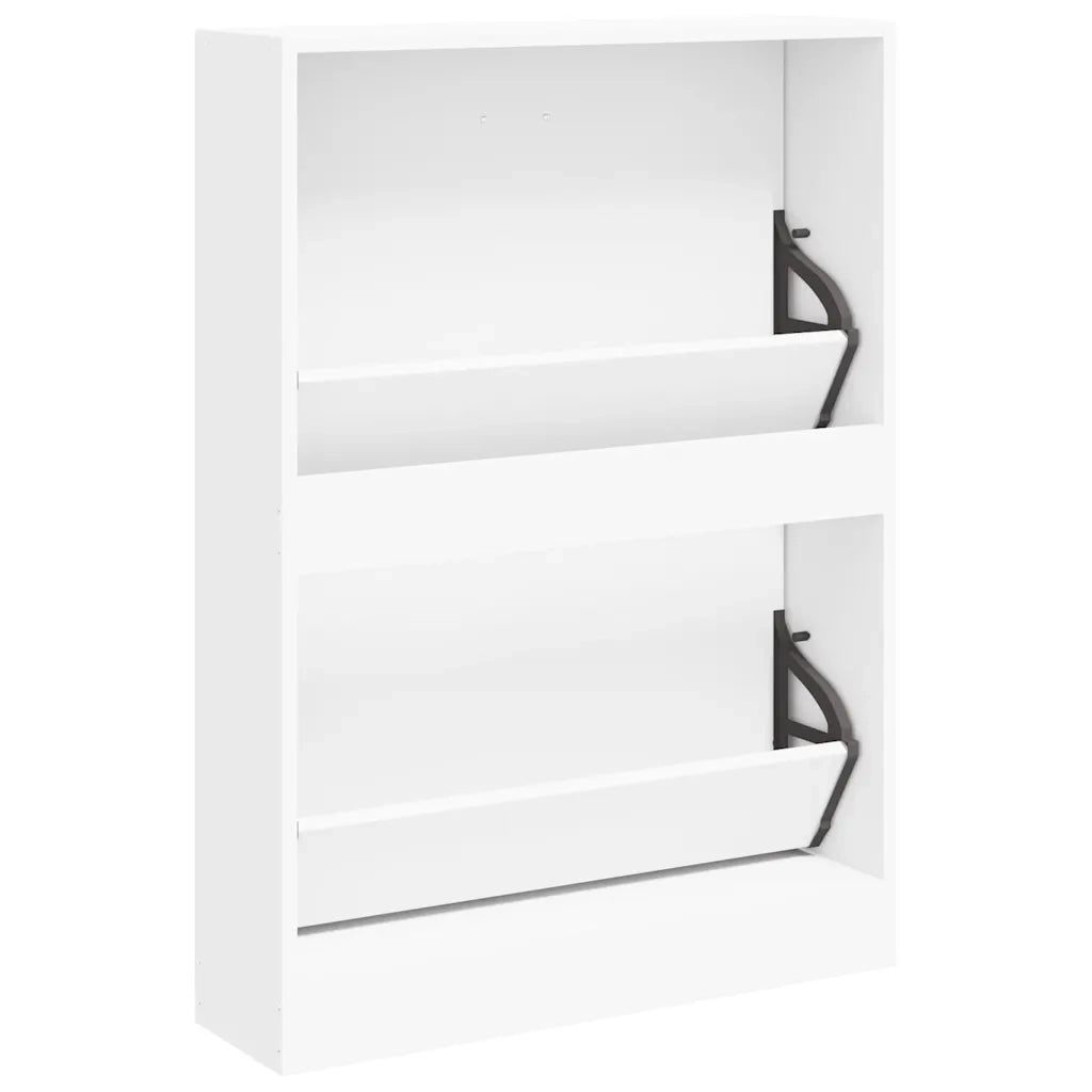 Scarpiera Bianca 59x17x81 cm in Legno Massello di Argilla 342534