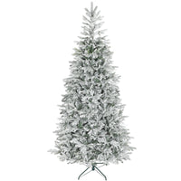Albero di Natale Innevato Alto 210 cm con 1154 Rami Realistici e Base in Metallo Pieghevole Bianco