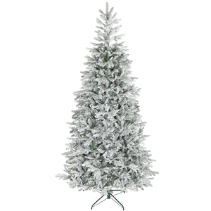 Albero di Natale Innevato Alto 210 cm con 1154 Rami Realistici e Base in Metallo Pieghevole Bianco