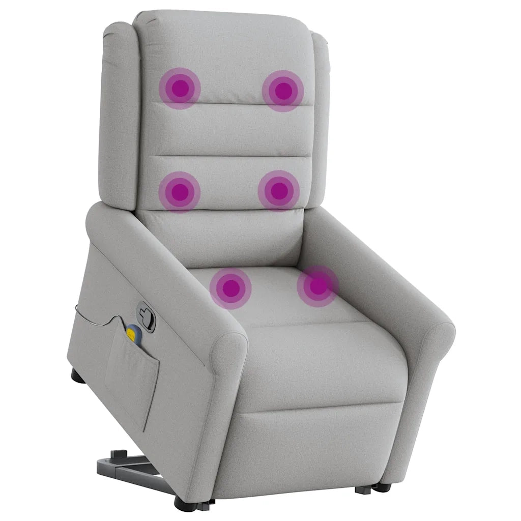 Poltrona Alzapersona Massaggi Reclinabile Grigio Nuvola Tessuto 3303333