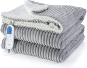 Deken di Riscaldamento Grigio con Spegnimento Automatico e Protezione contro l'Overheating - Coperta di Riscaldamento 180x130 CM Lava in Lavatrice per il Letto