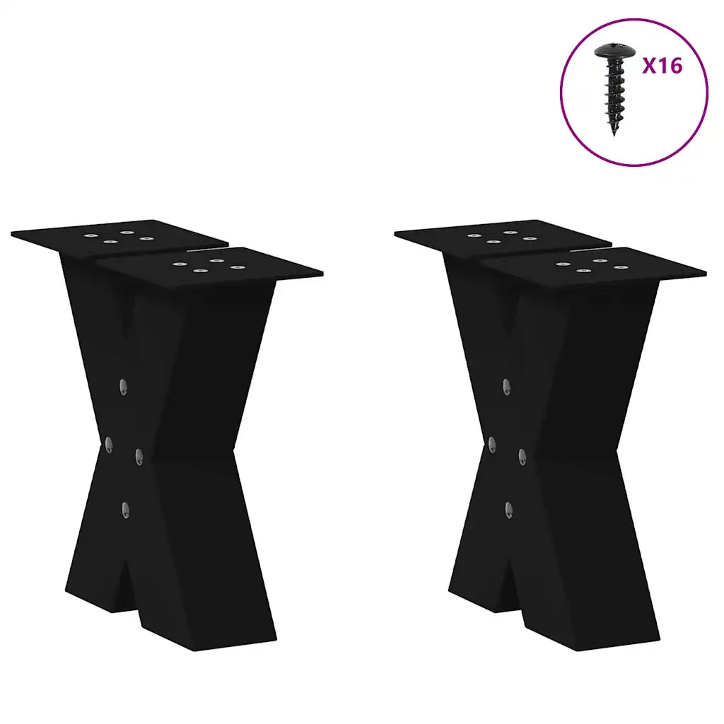 Gambe per Tavolino da Caffè a X 2 pz Nere 30x(30-31) cm Acciaio 4012928