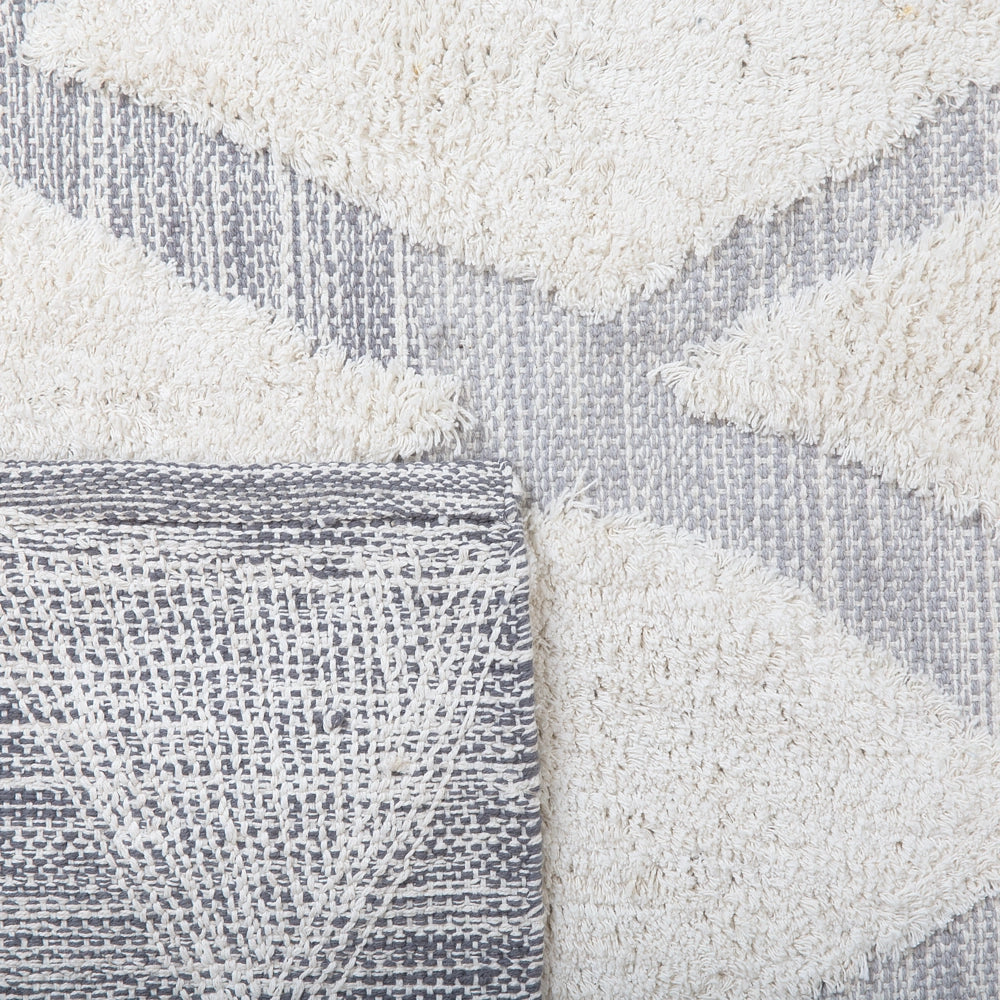 Tappeto da Zona Beige Cotone Intrecciato a mano pelo lungo 140 x 200 cm Moderno