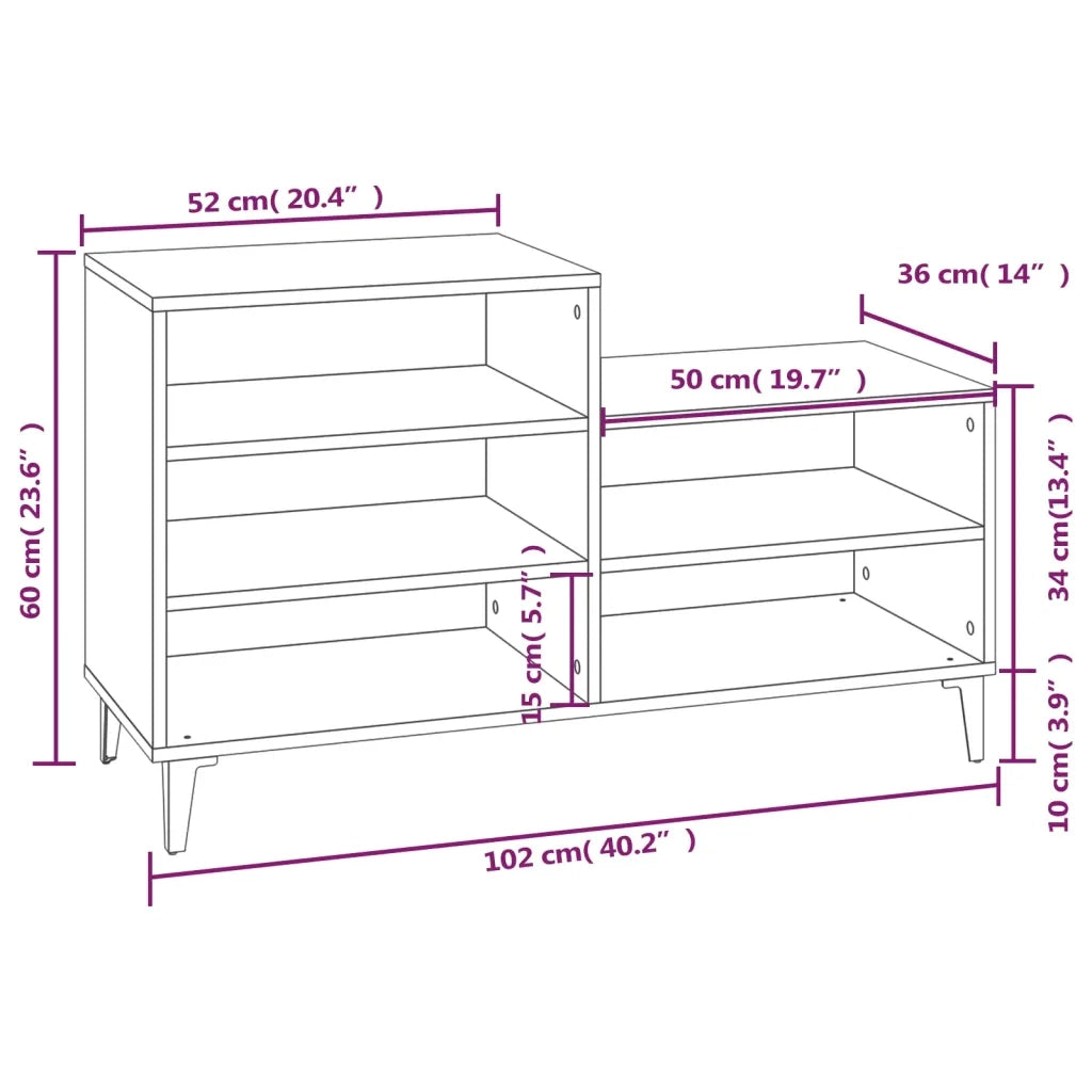 Scarpiera | Mobile per scarpe Rovere Marrone 102x36x60 cm in Legno Multistrato