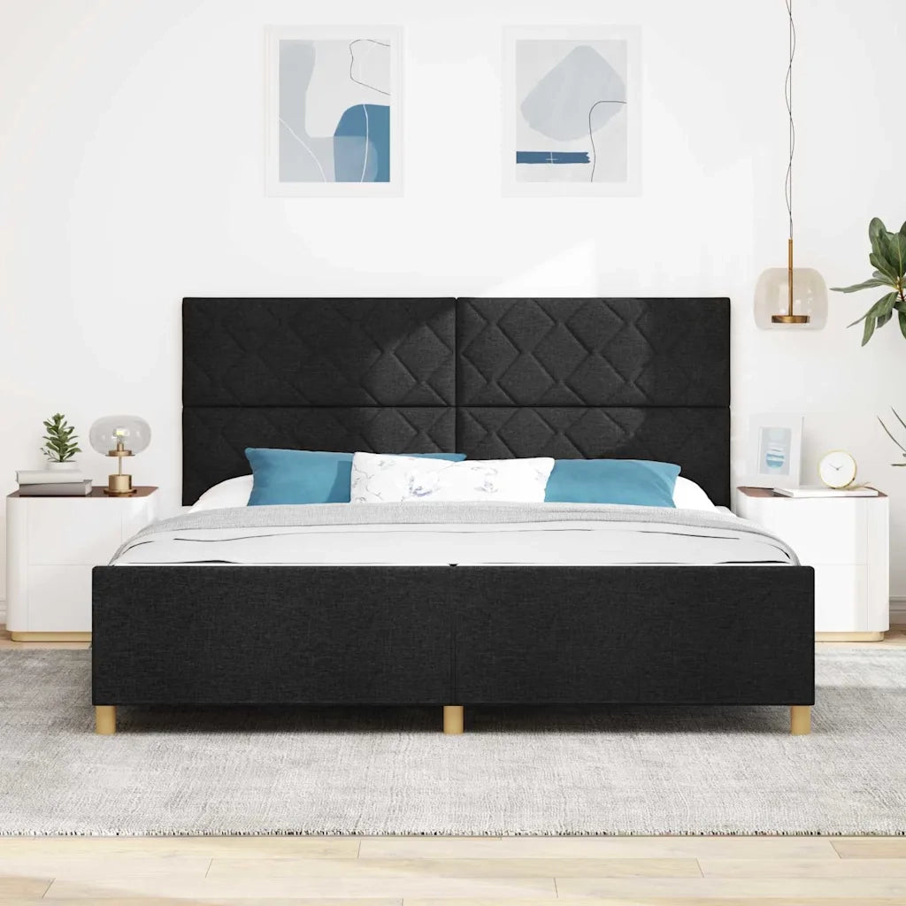 Struttura del letto con testiera Nero 200 x 200 cm Tessuto