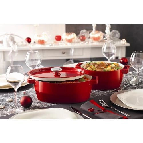 Pyrex SC5AC24 Slow Cook Casseruola in Ghisa Smaltata Rotonda con Coperchio 4 L Induzione forno fino a 280°C colore Rosso