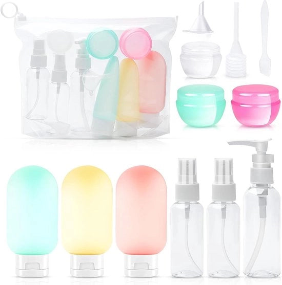 Set di spazzole per viaggio per liquidi - autorizzato da TSA - impermeabile - set di viaggio per shampoo, bagnoschiuma e crema (colorato)