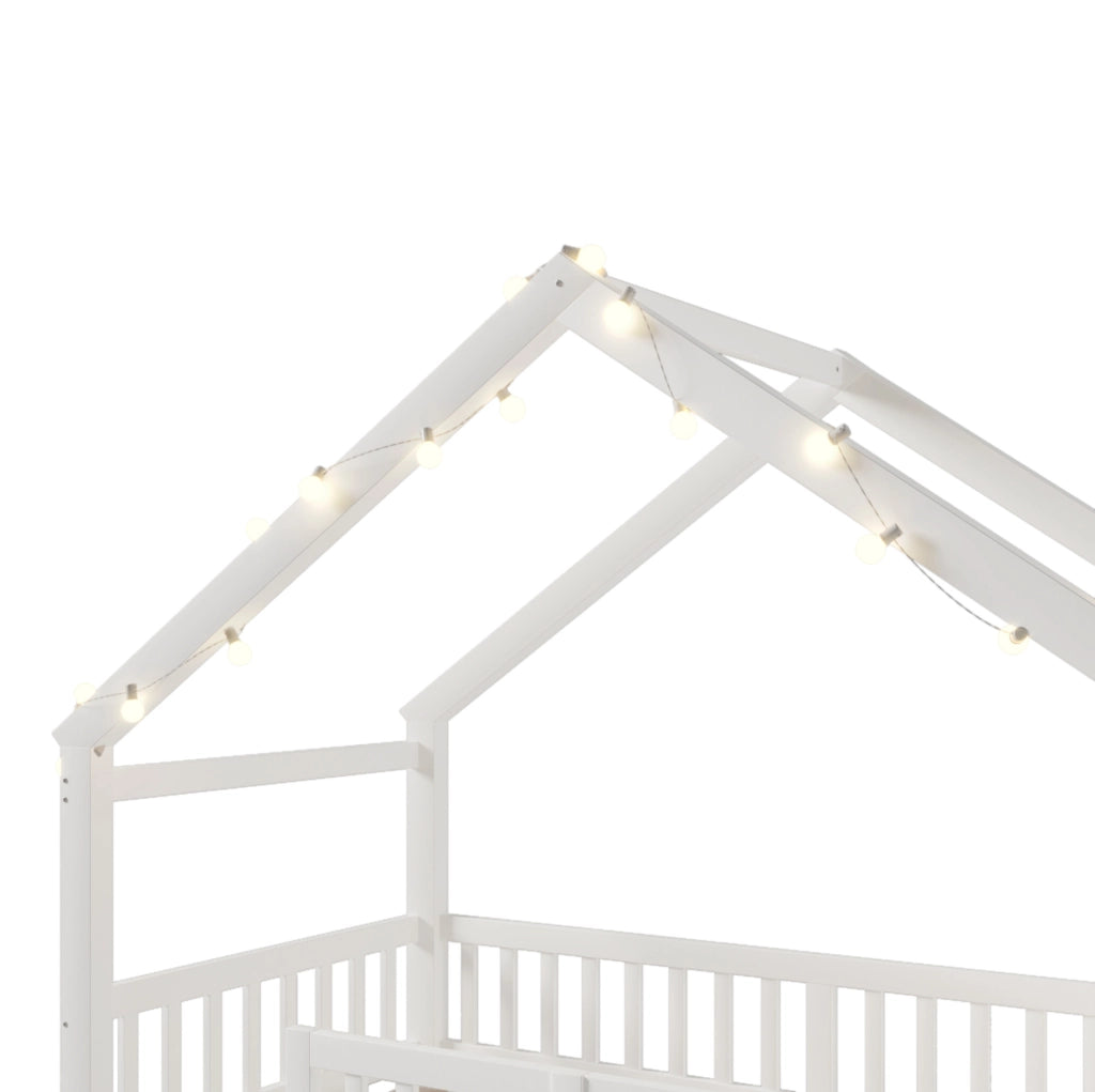 Letto per bambini a casetta 90 x 190 cm bianco con sponde