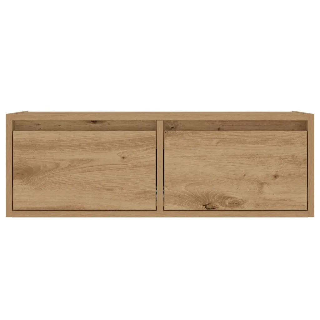 Mobile Porta TV con Luci LED Rovere Artigianale 75x35,5x25 cm 860237