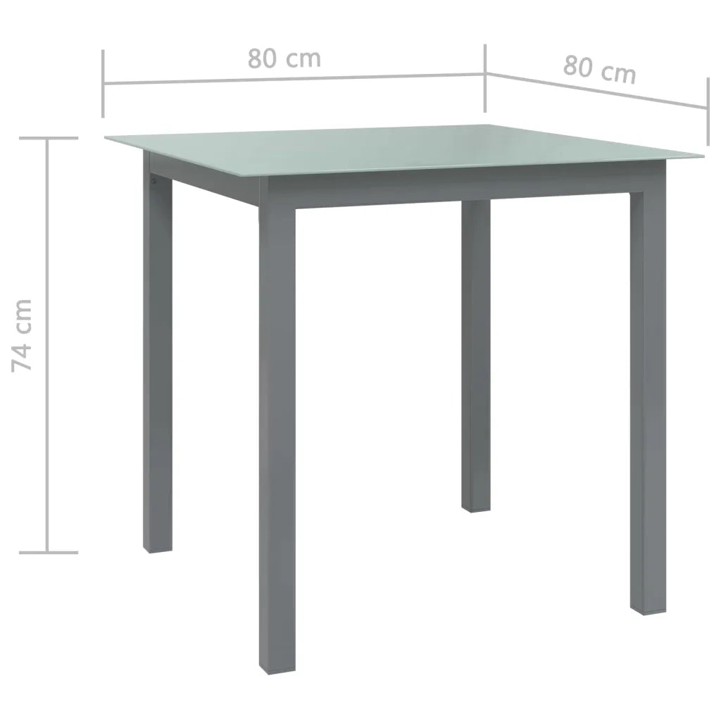 Tavolo da Giardino | Tavolino da esterno Antracite 80x80x74 cm in Alluminio e Vetro