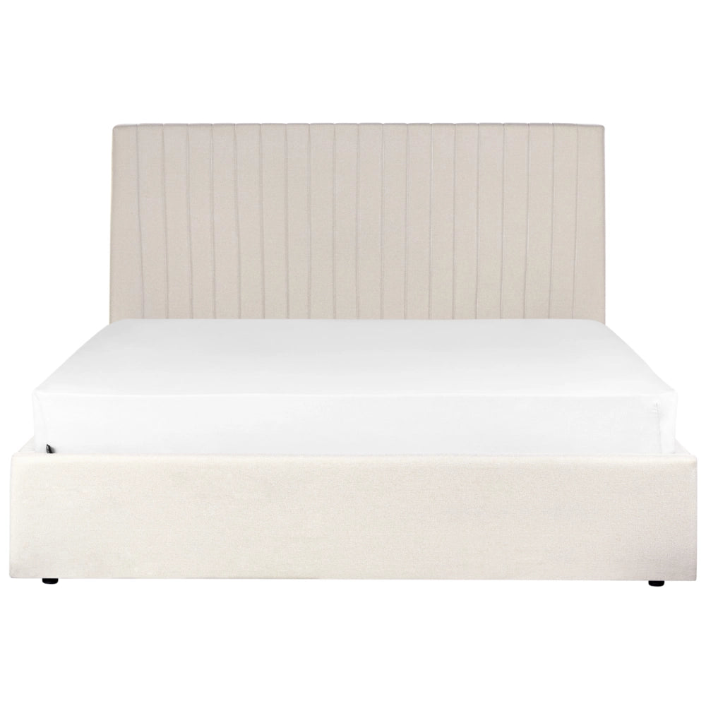 Letto con contenitore  in tessuto beige 160 x 200 cm Testata imbottita