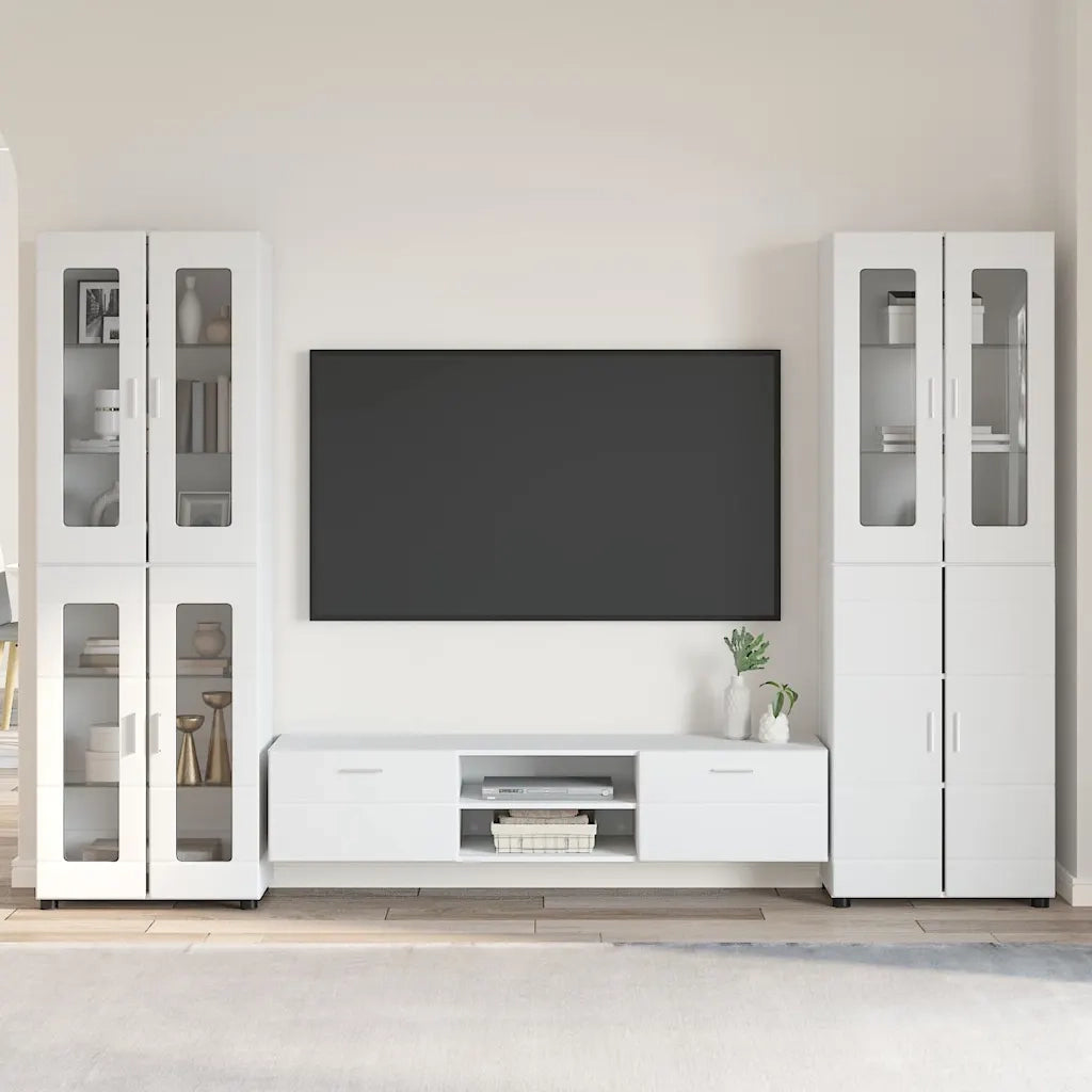 Set mobile TV con cassetto FLORIN Bianco Legno multistrato