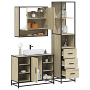 Set Mobili da Bagno 3 pz Rovere Sonoma in Legno Multistrato