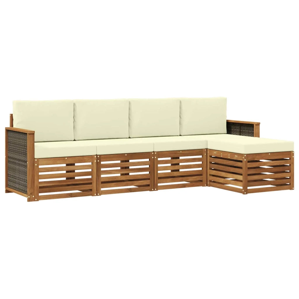 Set di divani da esterno con cuscino 5 pcs Naturale e Crema