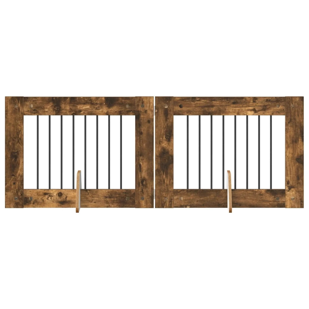 Cancello per cani con supporti 2 pcs Rovere Fumo 80 x 60 cm