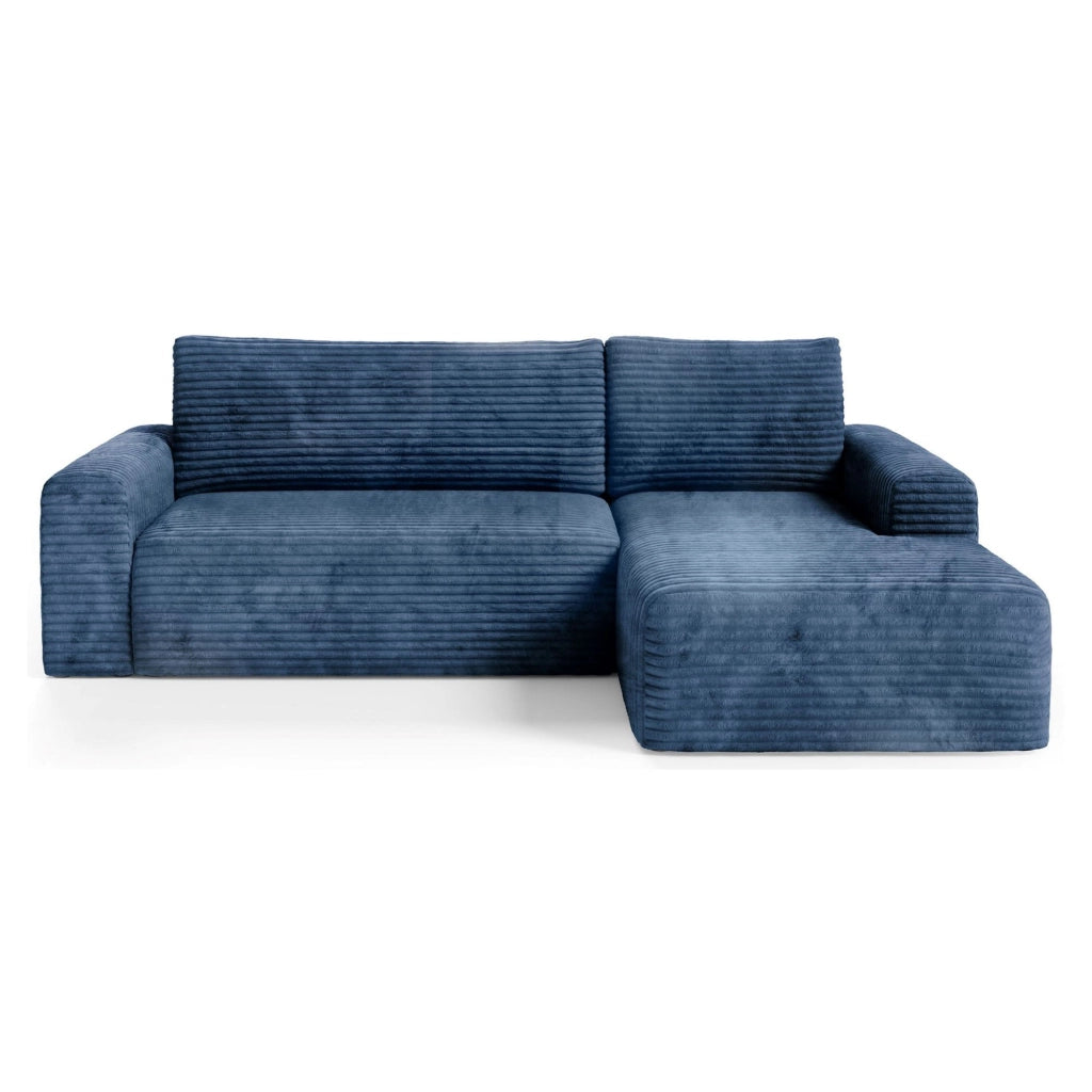 Folgarida, Divano Letto con Penisola Contenitore, 268x163 cm blu