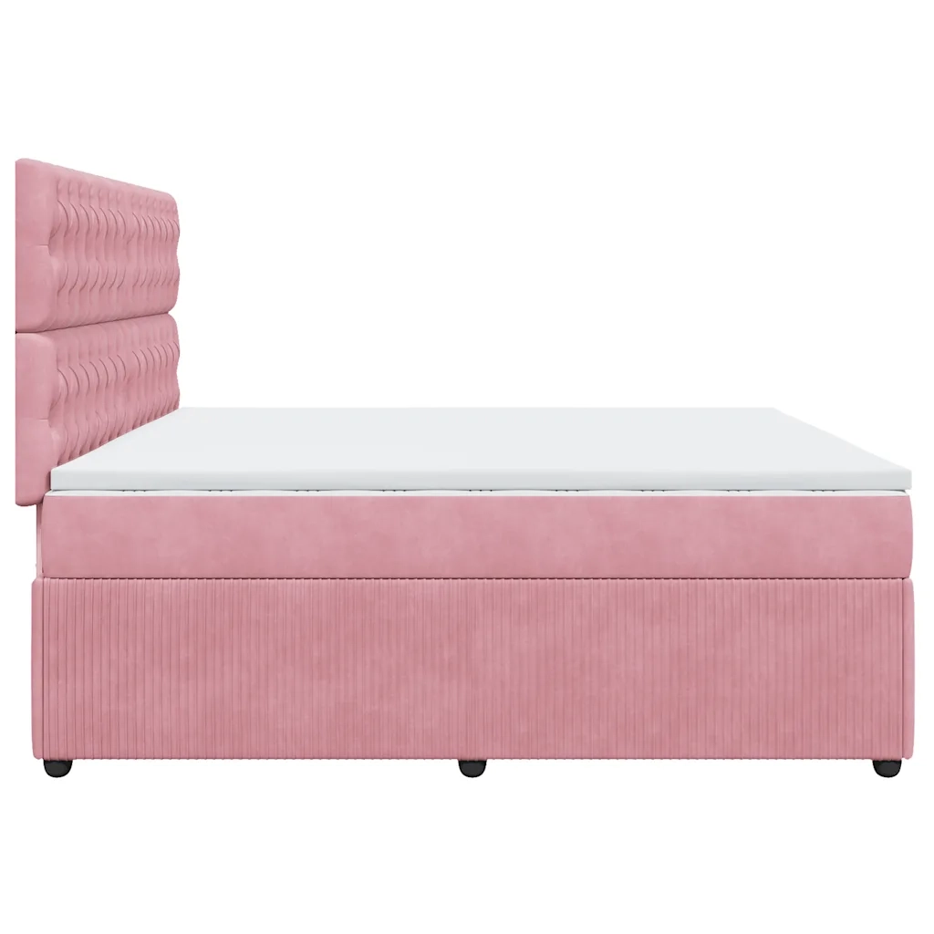Giroletto a Molle con Materasso Rosa 200x200 cm in Velluto